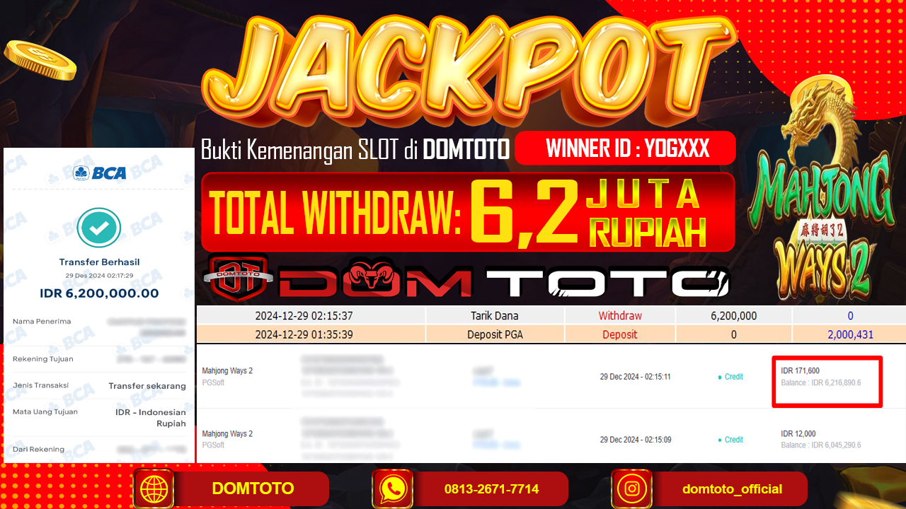 JACKPOT SLOT MAHJONG WAYS 2 29 DESEMBER 2024